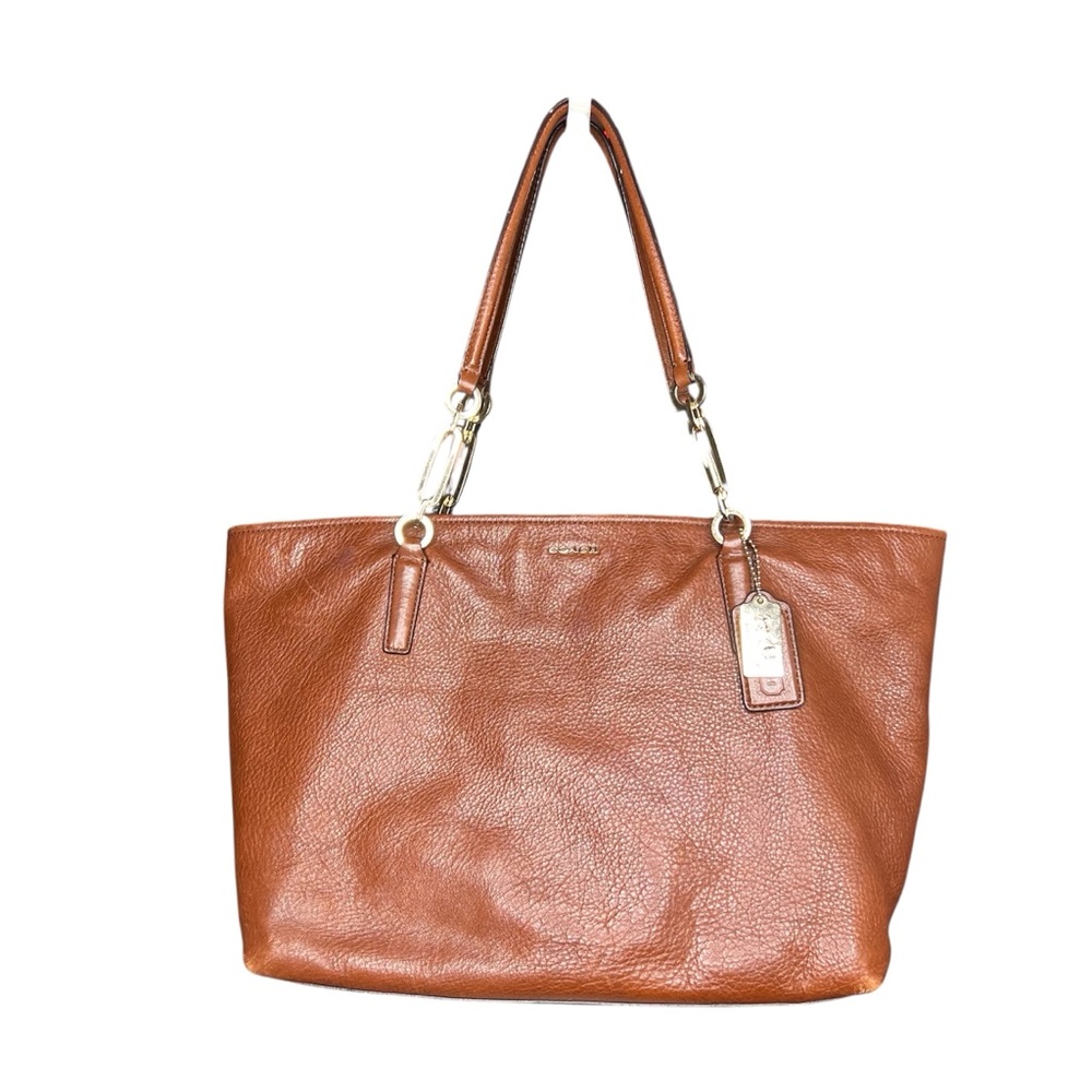 Coach Madison East West Brown Leather Tote Bag with gold tone hardware 26769